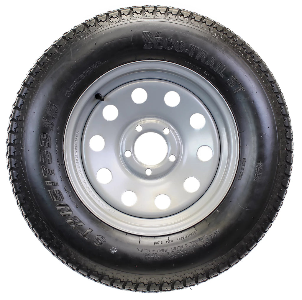 ST205/75D15 15 in. Load C 5 Lug Silver Modular Trailer Tire On Rim R529277
