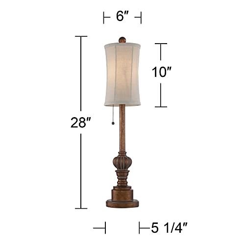 Set of 2 28" Tall Cream Fabric Bell Shade Buffet Table Lamps P3151