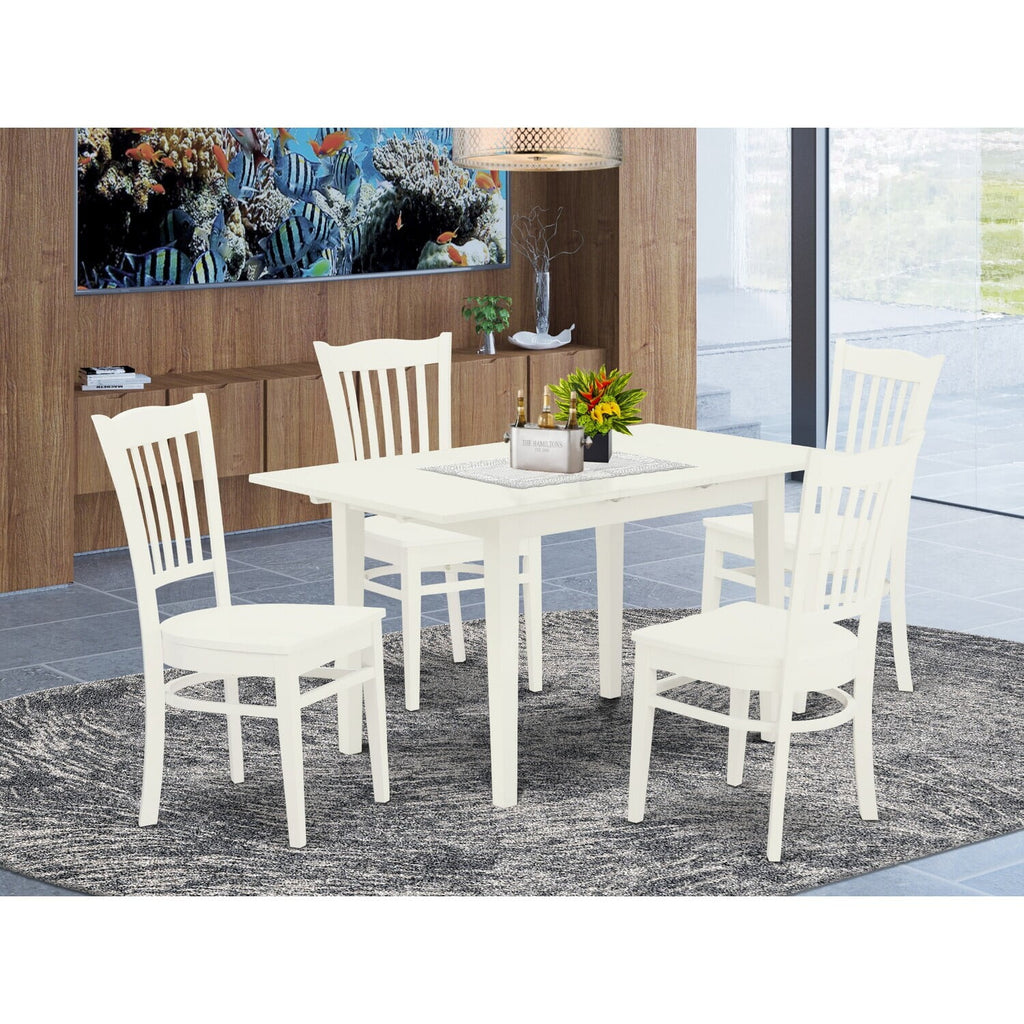5-Piece Wood Dinette Set with 4 Chairs and Butterfly Leaf Table V445182