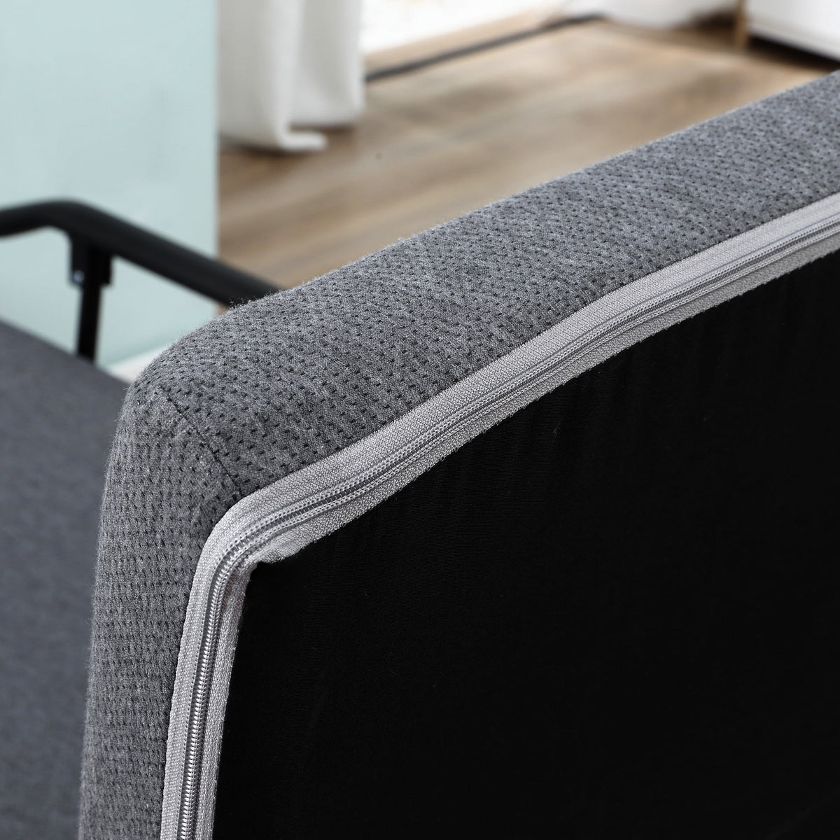 Folding Bed with 3.25" Mattress and Metal Frame on Wheels, Dark Grey O356571