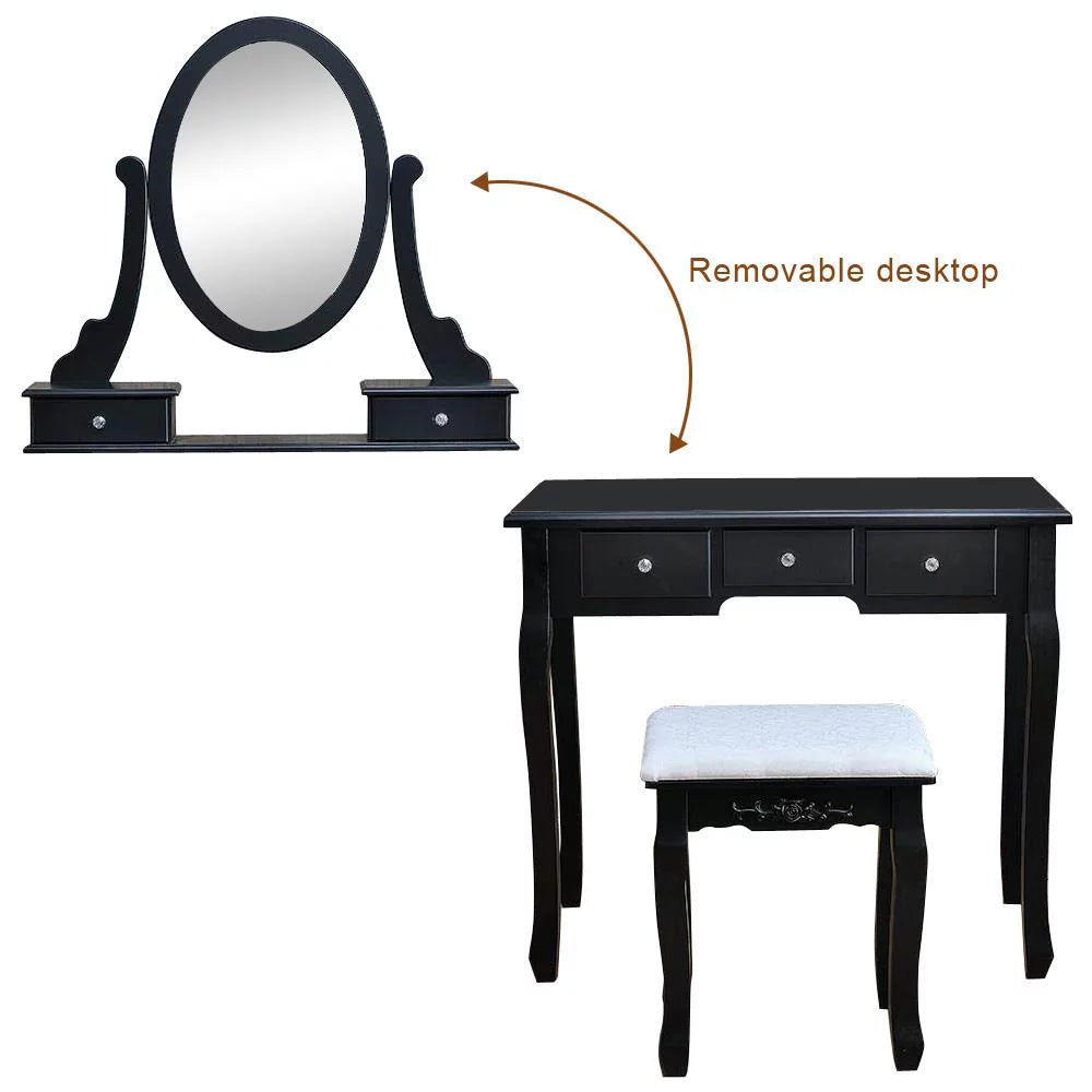 Wood Vanity Set Makeup Dressing Table Q631124