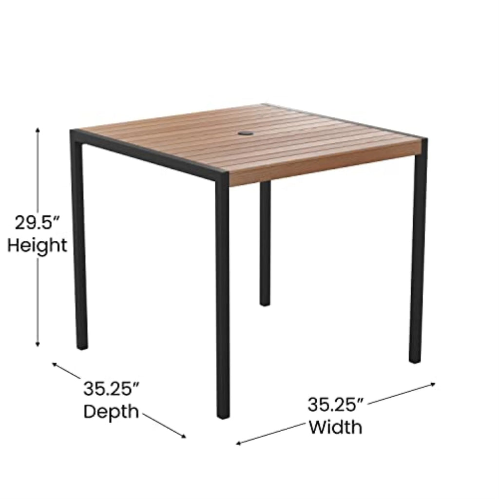 3-Piece Metal Aluminum Teak Patio Table and Chair Set C783783