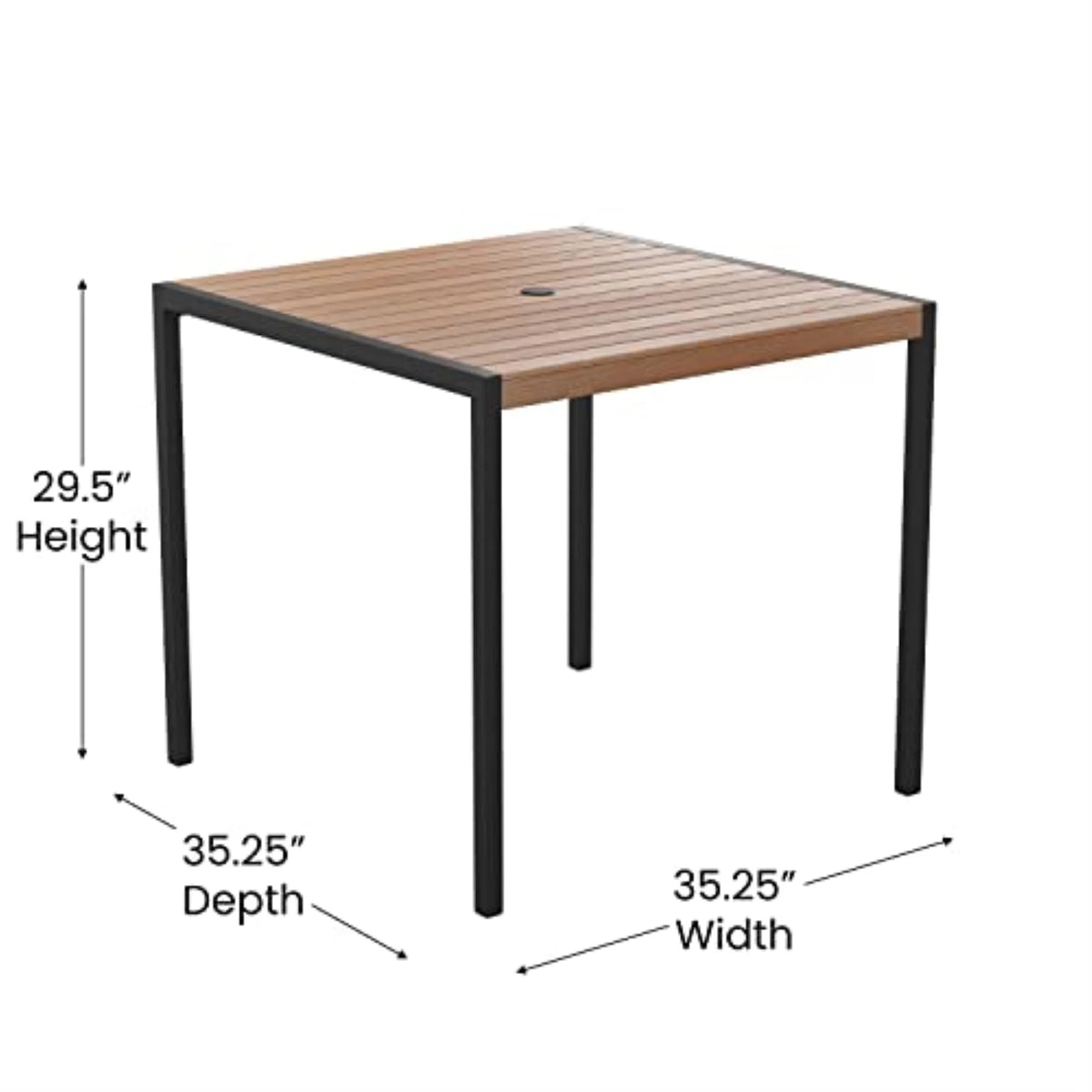 3-Piece Metal Aluminum Teak Patio Table and Chair Set C783783