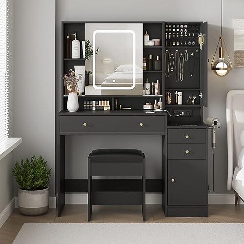 White Vanity Desk with Mirror and Lights X111