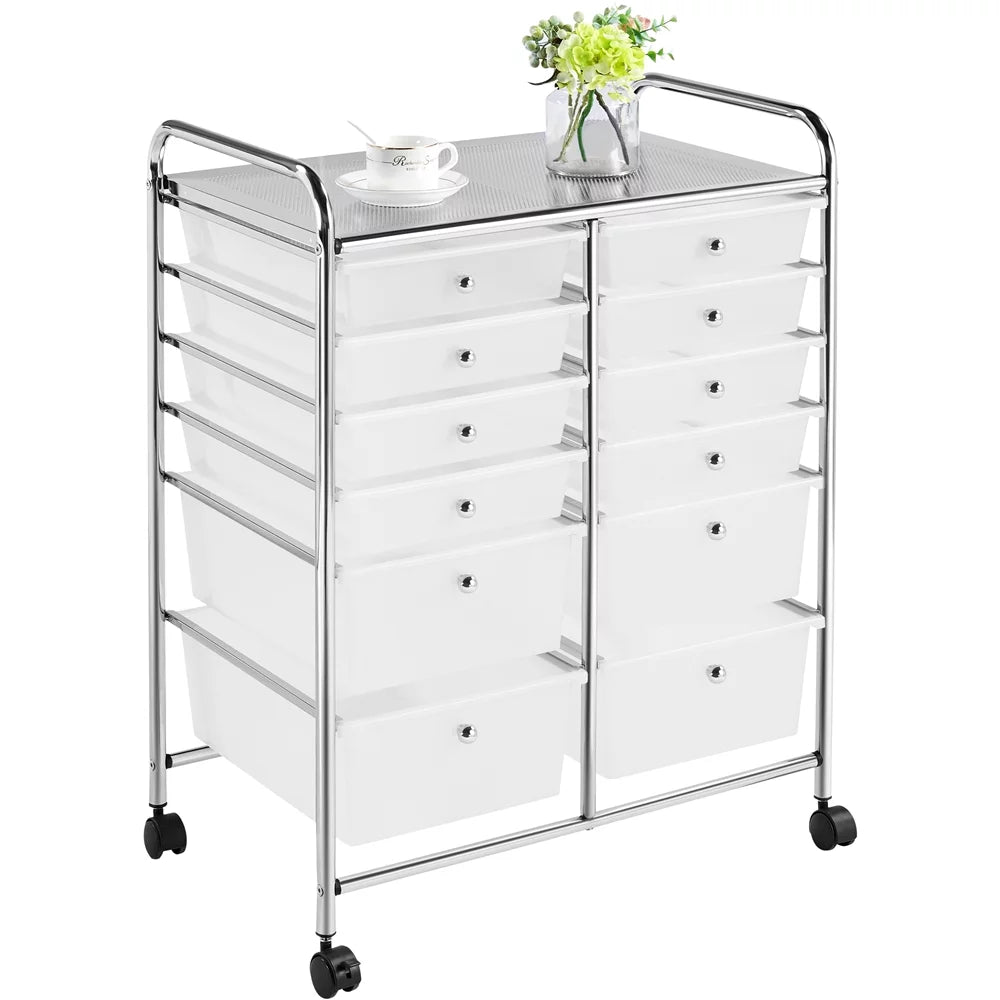 12 Drawer Rolling Storage Cart, Black P6501