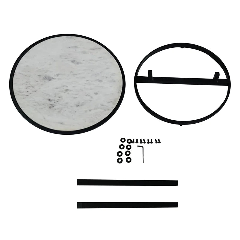 Round White Marble Top End Table L931