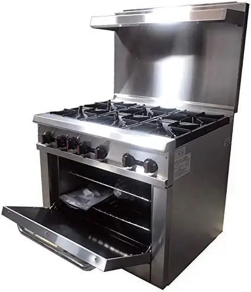 36" 6 Burners Commercial Range & Oven Stainless Steel 211000 BTU K533895