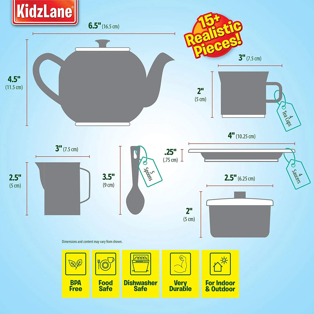 15 Pc Plastic Play Tea Set Y26796