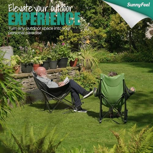 Oversized Padded Rocking Camping Chair with Side Pocket N371954