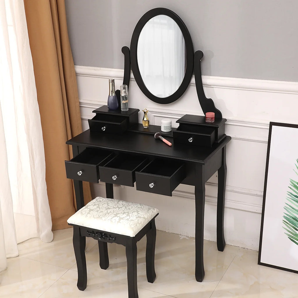 Wood Vanity Set Makeup Dressing Table Q631124