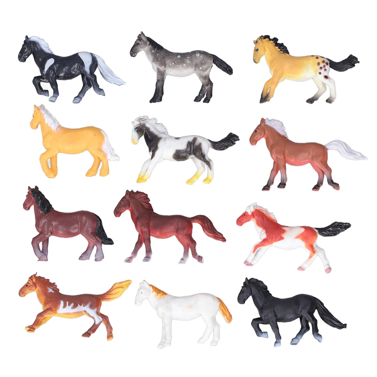 12Pcs Plastic Toy Horses Horse Figurine V84462