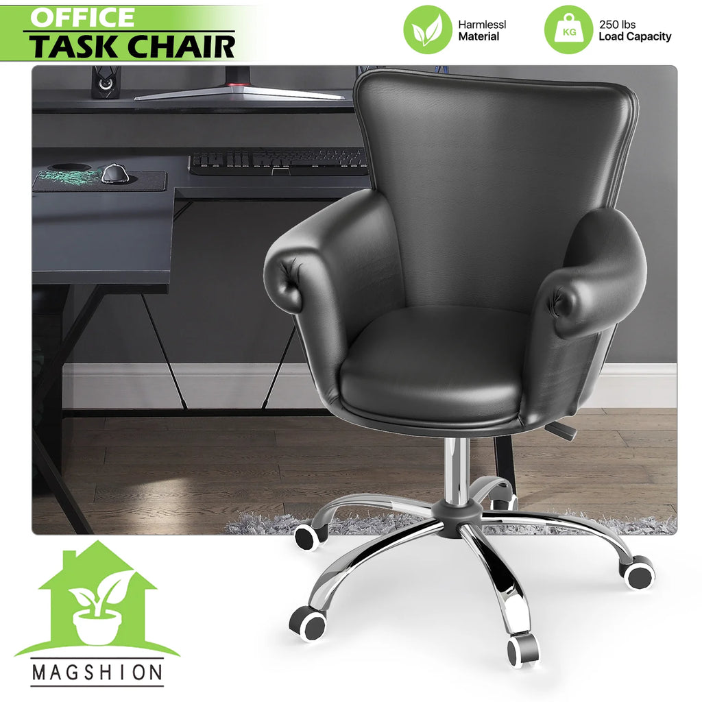 Black Upholstered Desk Chair with Wheels N39675