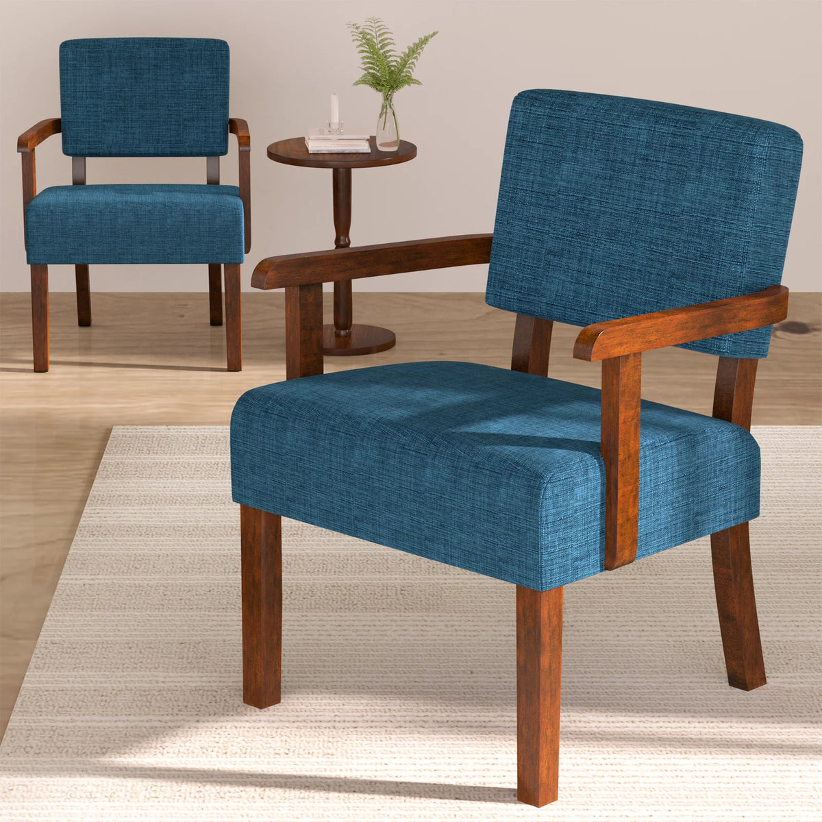 Set of 2 Blue Upholstered Accent Armchairs X57788