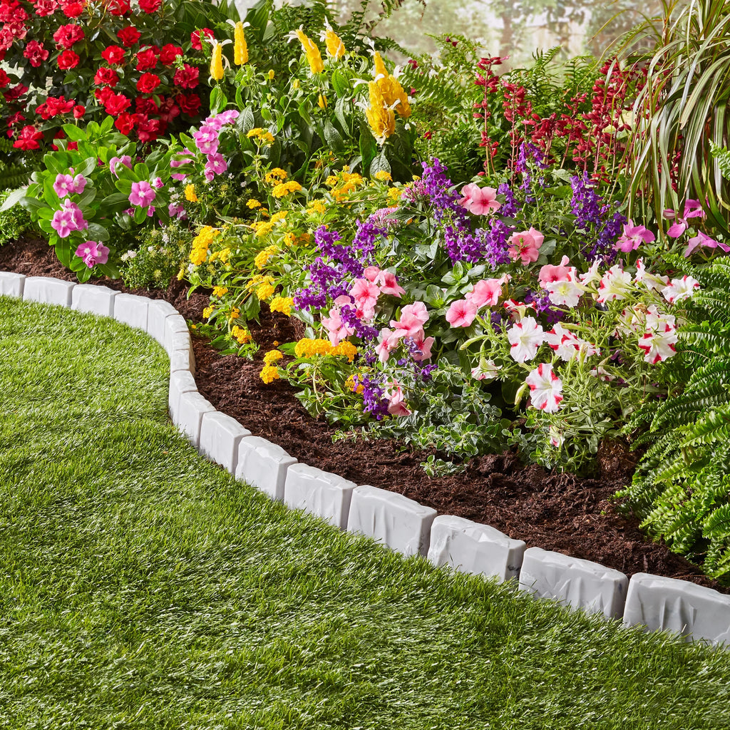 Faux Stone No-Dig Landscape Edging 10-ft. Plastic Gray Q226782