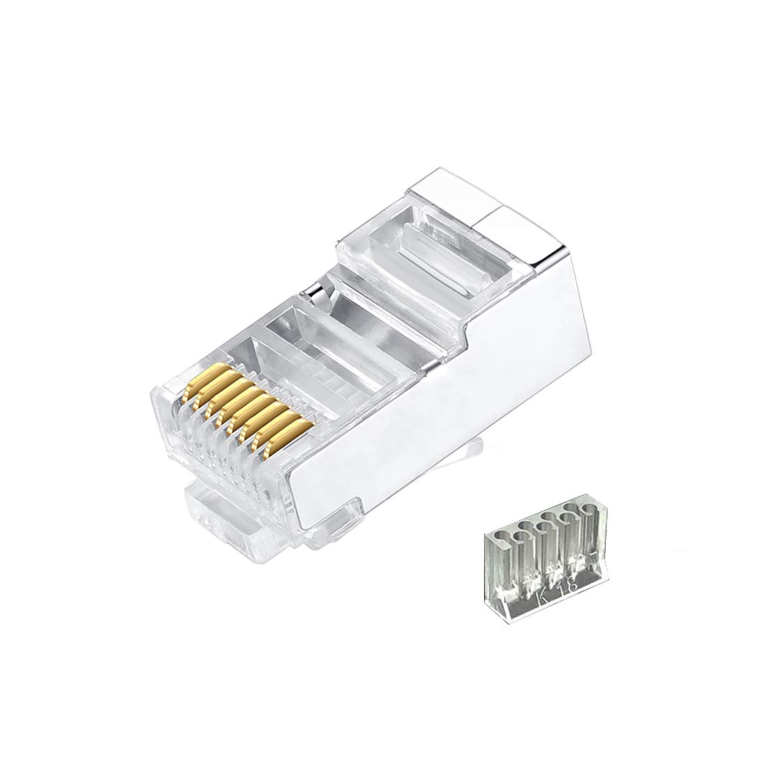 Cat7 RJ45 Connectors 100 Pcs Metal Shielded FTP 8P8C Modular Network Plug F30243