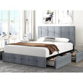 Queen Size Platform Bed Frame with Headboard and 4 Storage Drawers X154