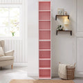 Pink 8-tier Wooden Bookshelf with Adjustable Shelves Q785626
