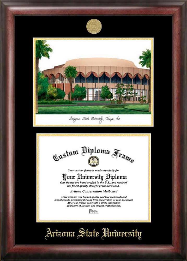 Gold Embossed Diploma Frame with Campus Images Lithograph R663948