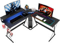 L-Shaped RGB Gaming Computer Desk with Shelf Carbon Black T776