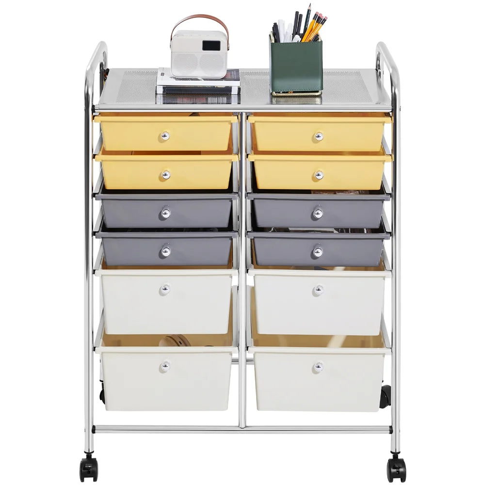 12 Drawer Rolling Storage Cart, Black P6501