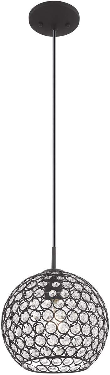 Black Finish Mini Pendant with Clear Crystal H454