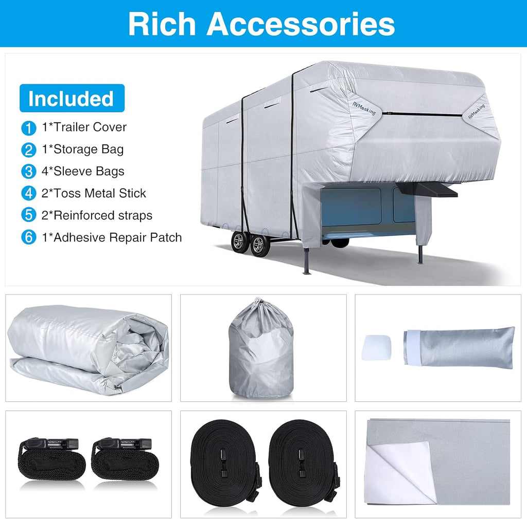 Ripstop Waterproof 5th Wheel Camper Cover with Adhesive Repair Patch E49535