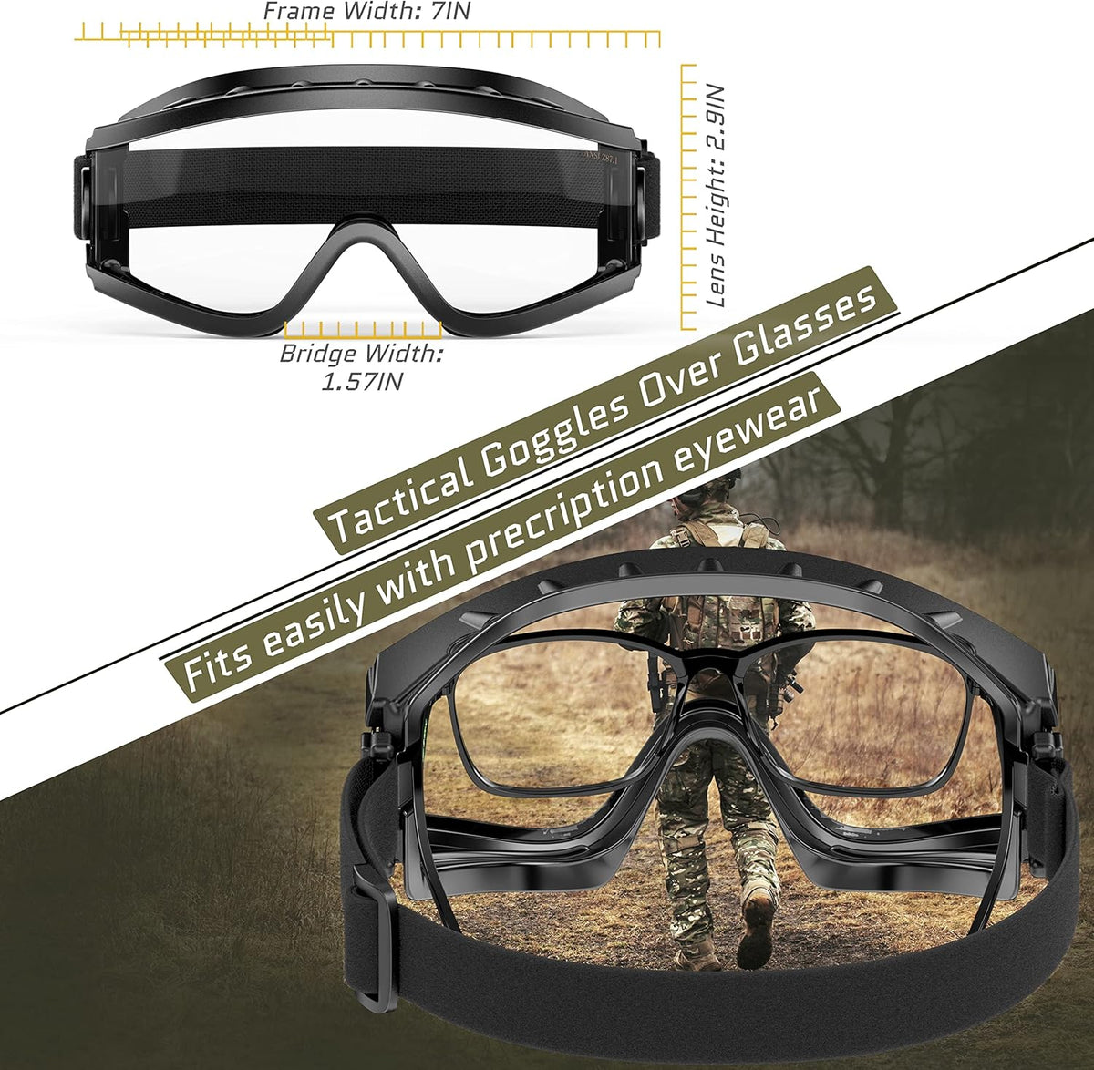 Black Frame Pack of 2 Anti Fog OTG Shooting Goggles N15567