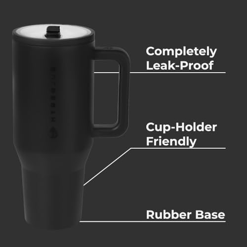 40 oz Insulated Stainless Steel Water Bottle with Handle & Flip Straw D10581