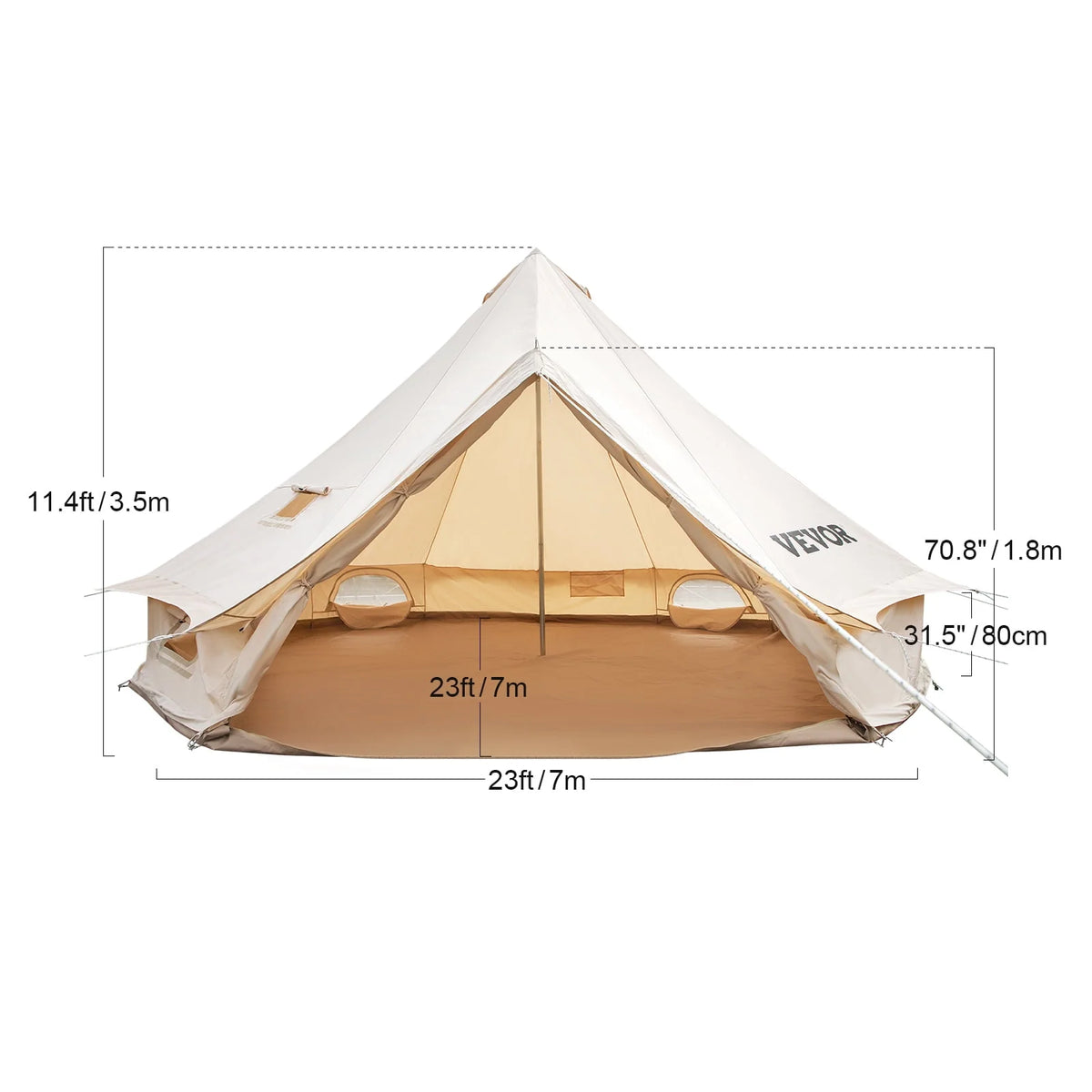 Canvas Bell Tent with Stove Jacket Waterproof 4 Seasons W46120
