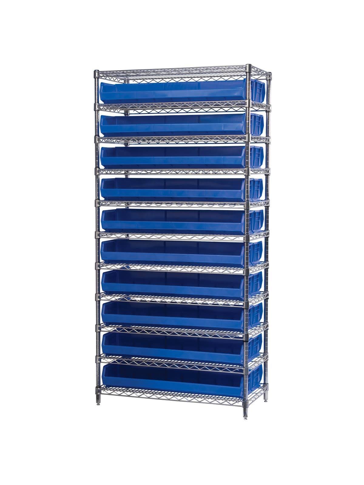Blue Wire Shelving with 36 Bins X838283