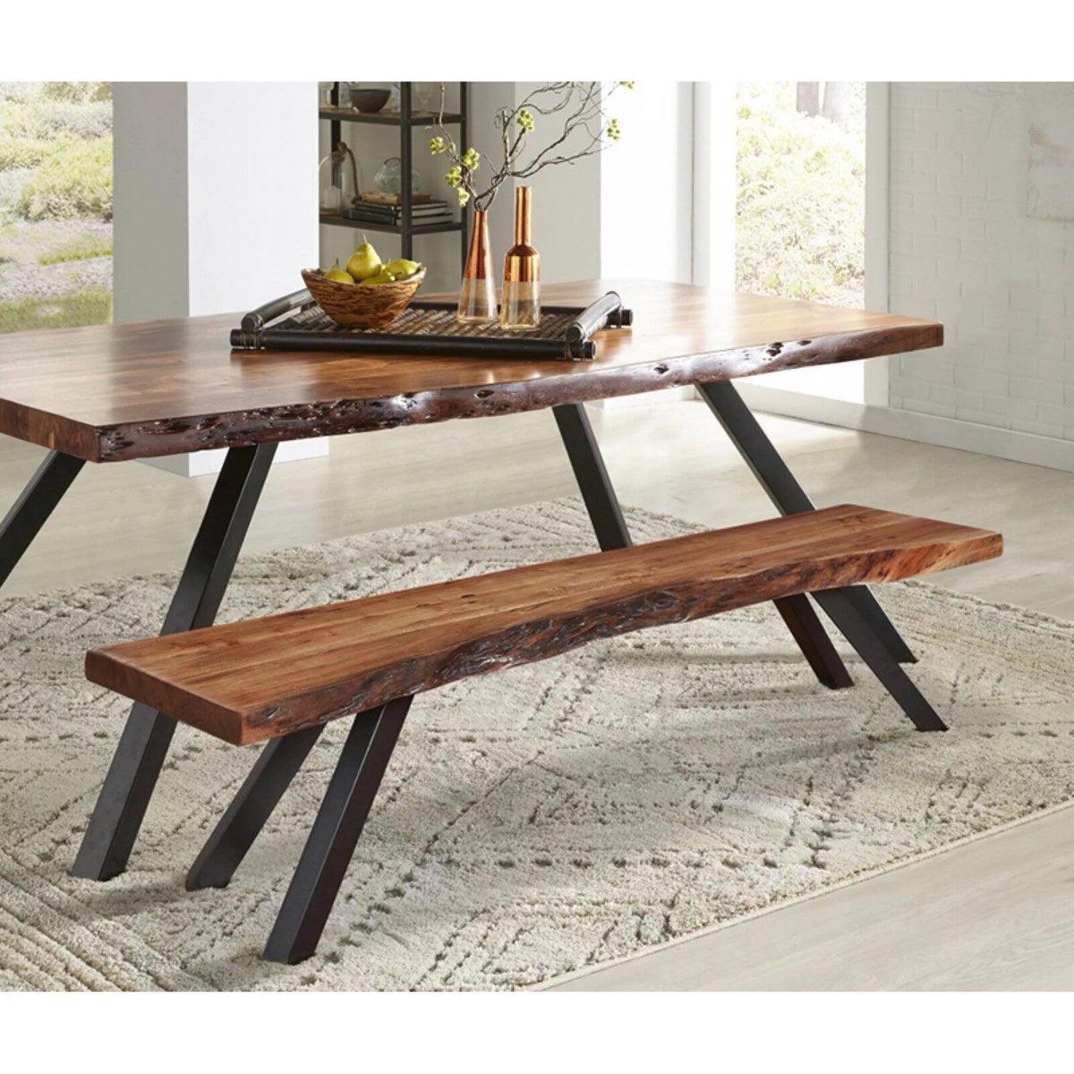 Solid Wood Dining Bench in Natural Acacia Q94590
