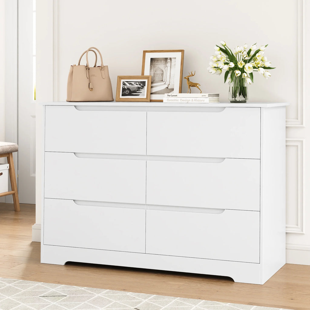 White 6 Drawer Wood Dresser A5246