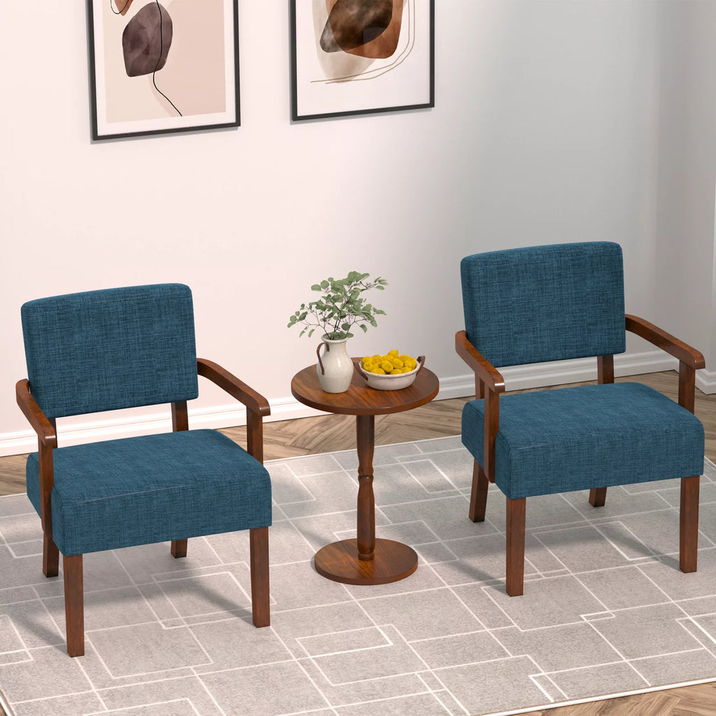 Set of 2 Blue Upholstered Accent Armchairs X57788