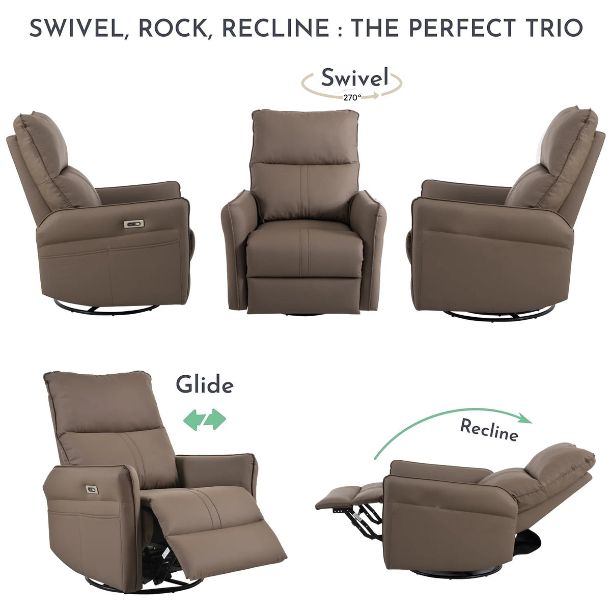 Power Swivel Rocker Recliner Chair with USB Ports K5917