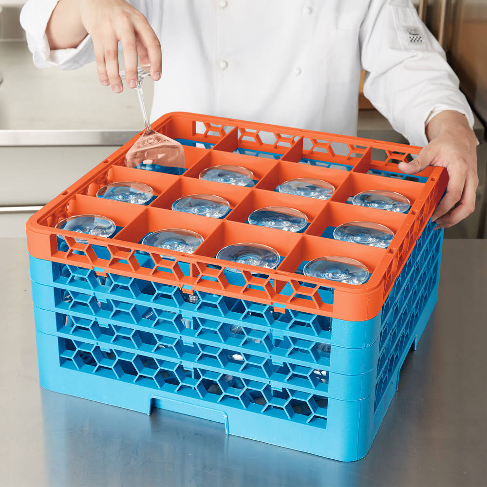 16 Compartment Orange Glass Rack with 4 Extenders K22577