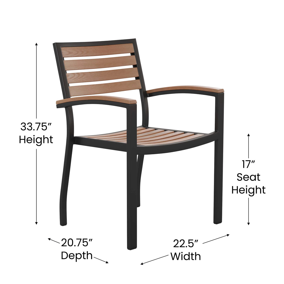 3-Piece Metal Aluminum Teak Patio Table and Chair Set C783783