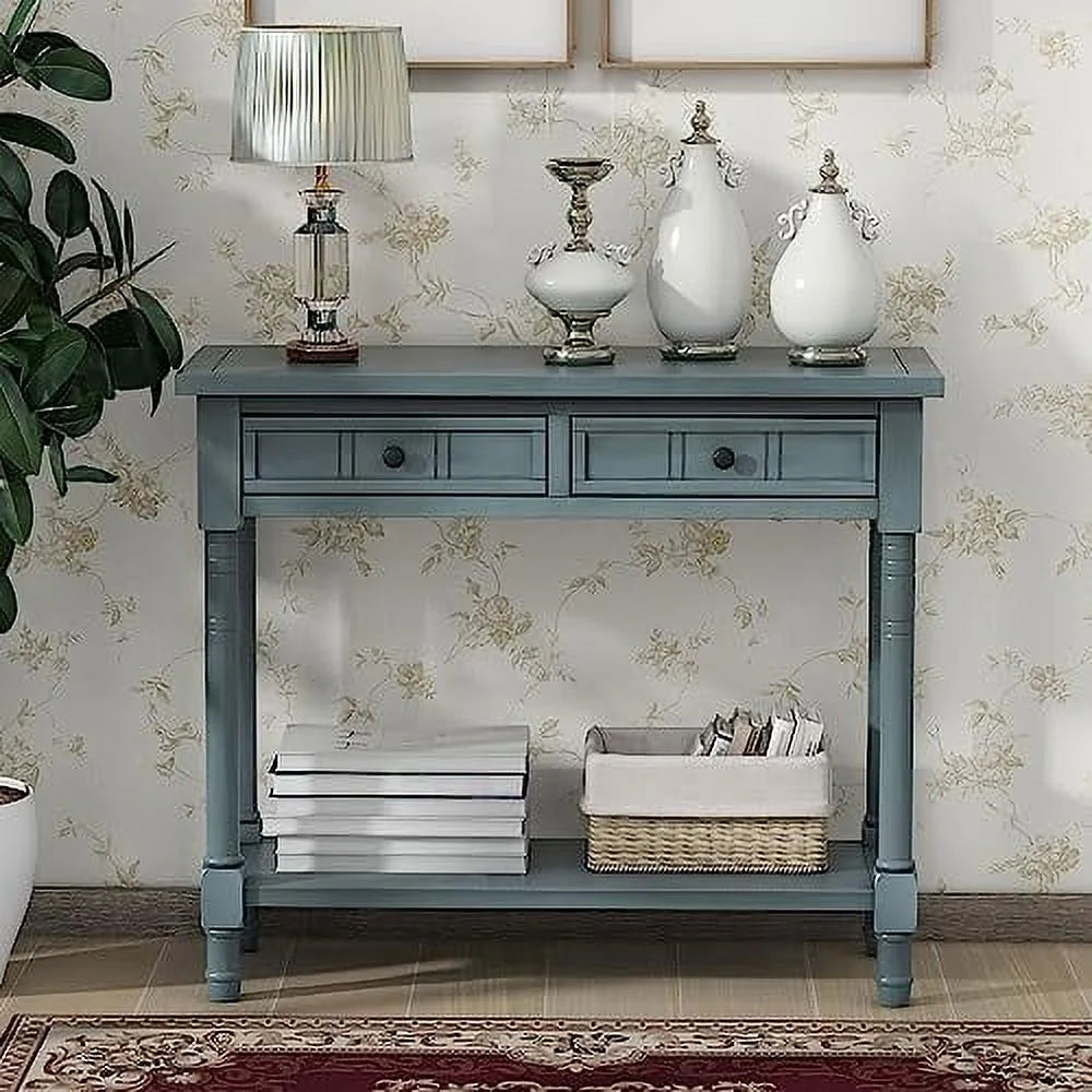 Narrow 2 Drawer Wood Console Table T8770