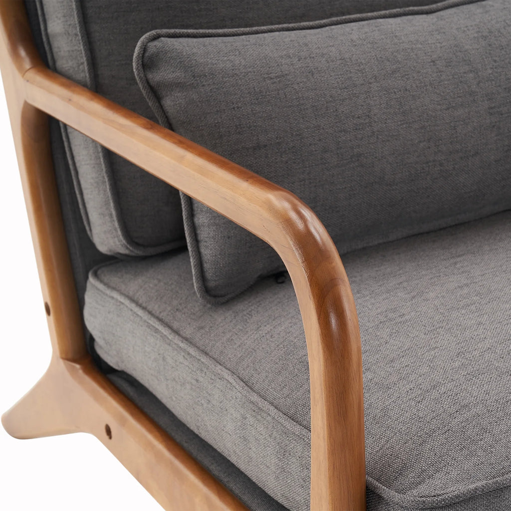 Fabric Single Sofa with Wood Legs (Gray) Q281