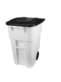 50 Gallon White Rollout Trash Container with Lid B29854