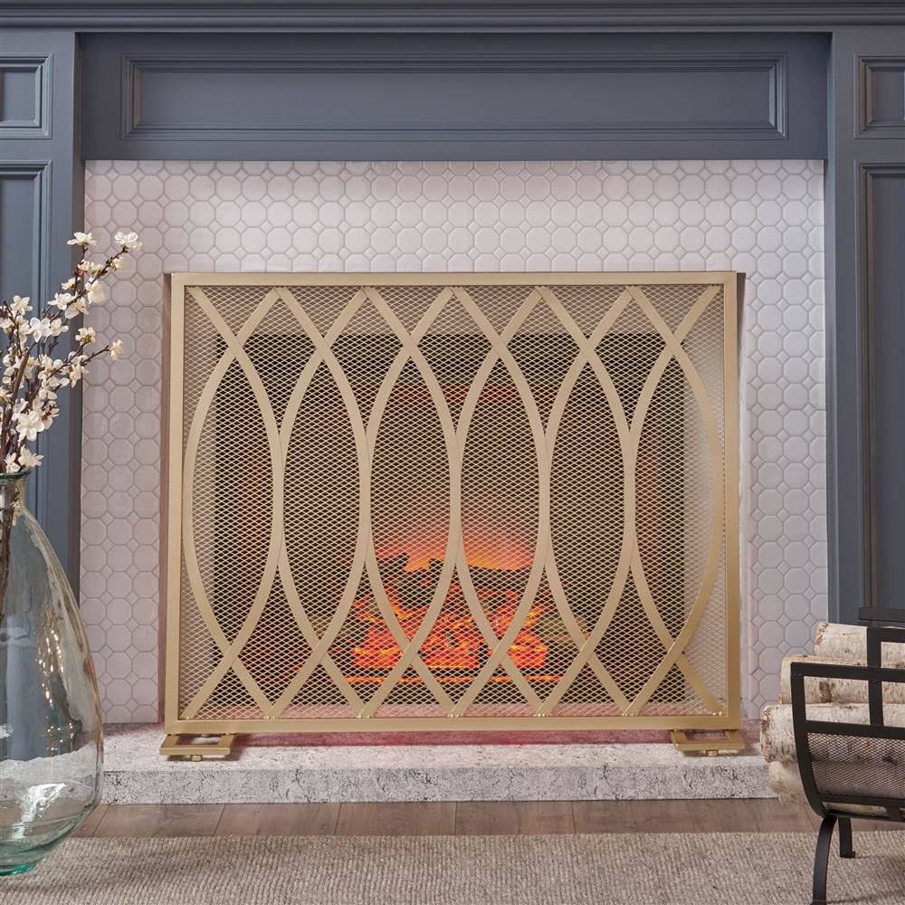 Gold Finish Iron Firescreen Y19357