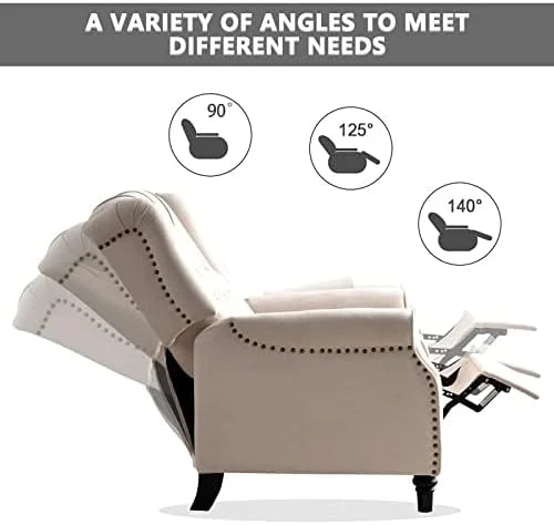 White Fabric Push Back Recliner Chair Y511