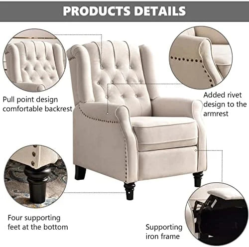White Fabric Push Back Recliner Chair Y511