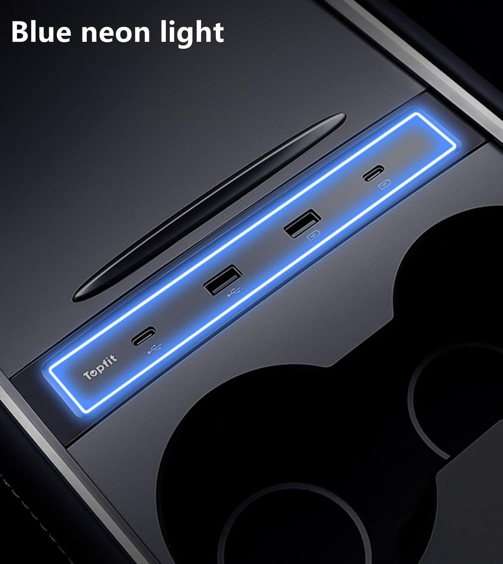 Black Pack of 2 USB Hub Center Console Adapter for Tesla Model Y Model 3 O3583