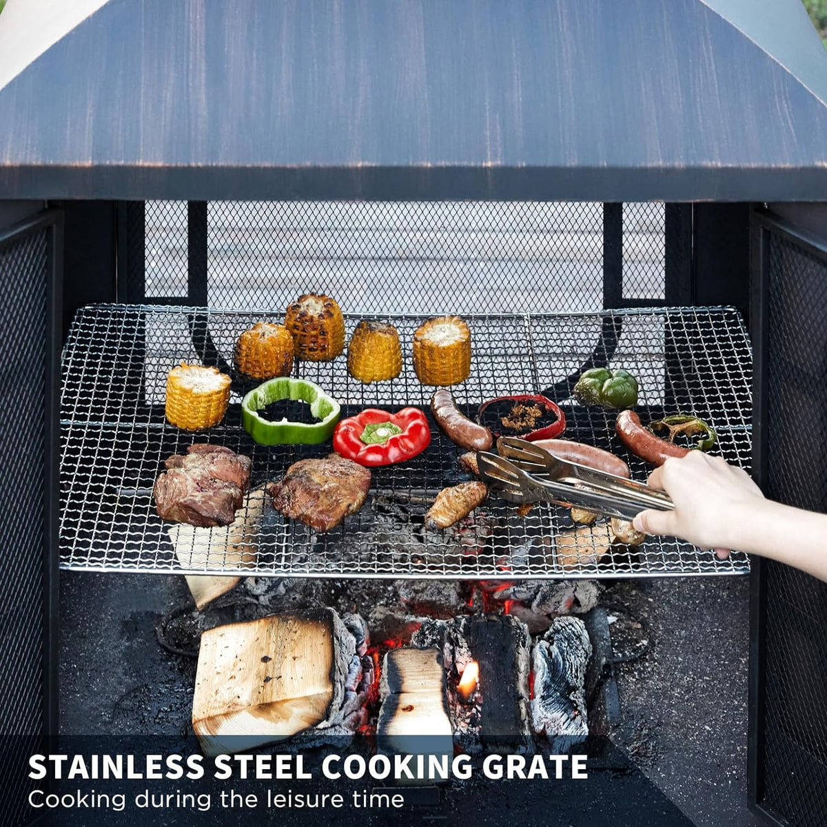 45 Inch Wood Burning Fire Pit with Grill Grate P8815