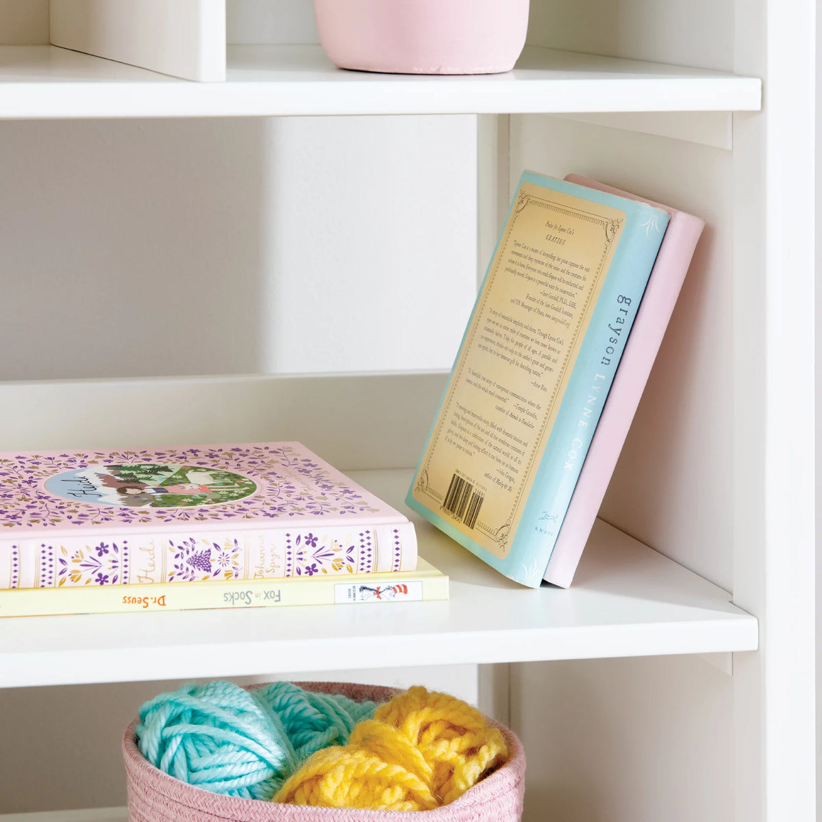 Creamy White Wooden Bookcase with Storage Compartments A366
