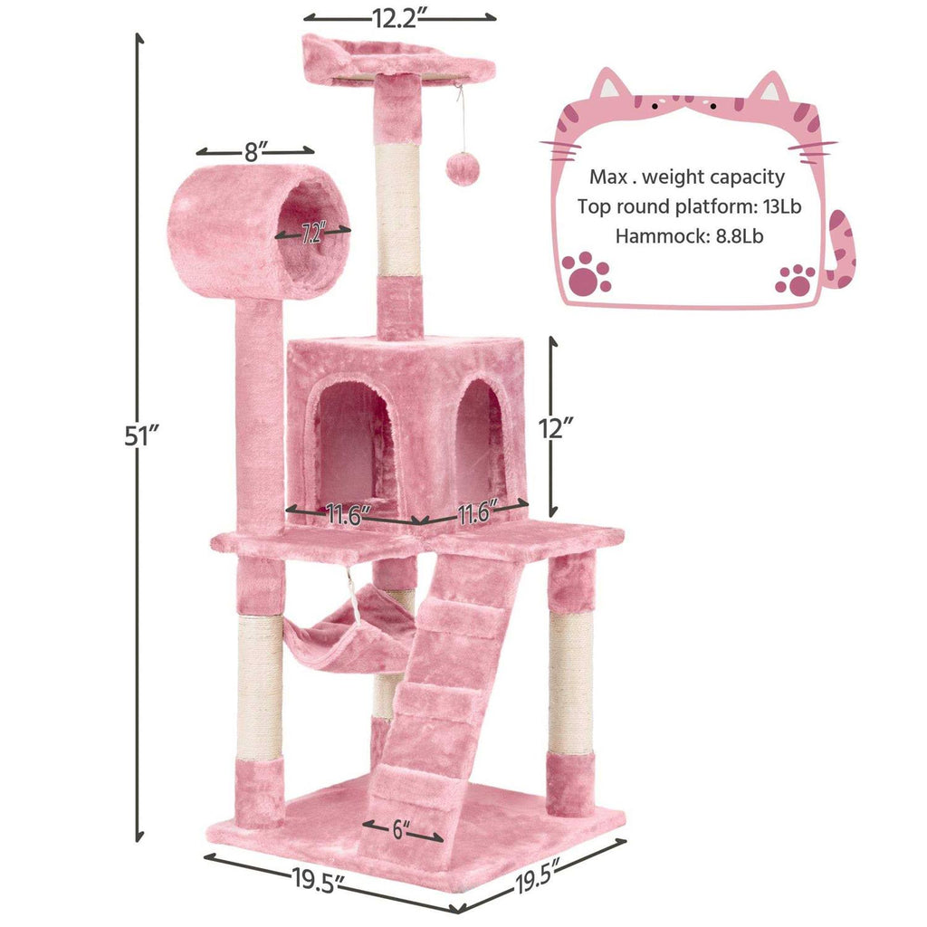 Plush Cat Tree Condo with Hammock Tunnel S134428