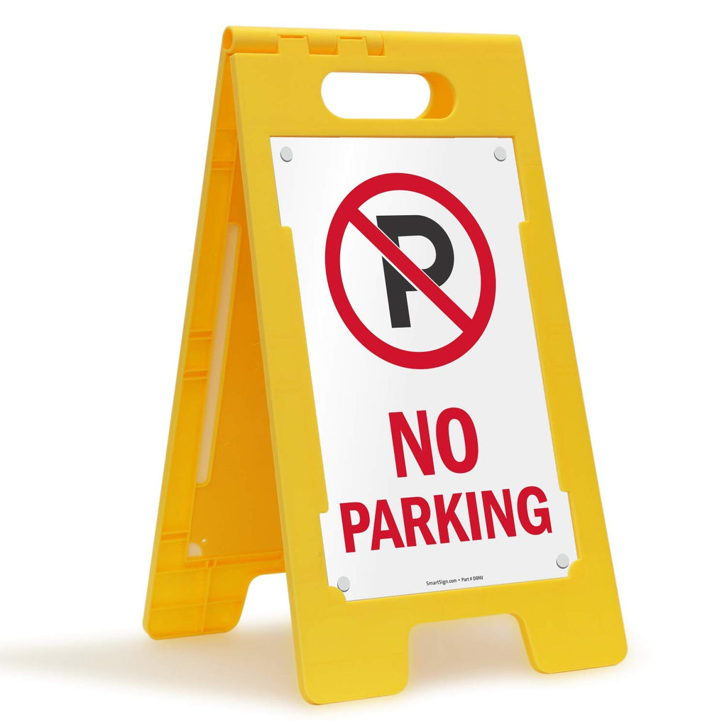 No Parking Two-Sided Folding Floor Sign with Symbol, Polypropylene Plastic, Multicolor, Pack of 2 S39712