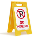No Parking Two-Sided Folding Floor Sign with Symbol, Polypropylene Plastic, Multicolor, Pack of 2 S39712