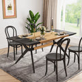 63 inches Rectangular Wood Dining Table with X-Shaped Iron Frame H12681