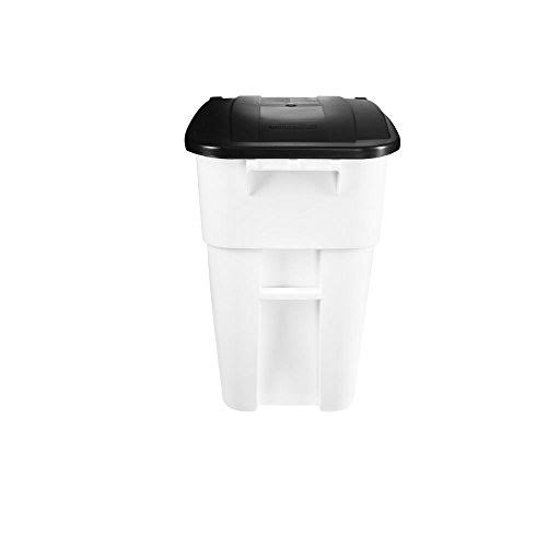 50 Gallon White Rollout Trash Container with Lid B29854